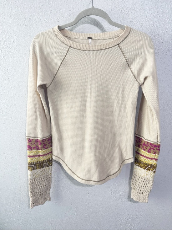 Free People Tops - Free People in the mix Henley Cream Long Sleeve Thermal Top
Med crochet boho